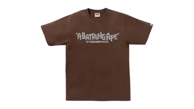 Pre-owned Bape Men's  Wild Leopard Pattern Primitive Logo Tee Shirt In Brown