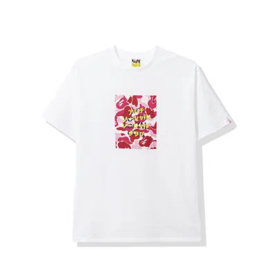 Pre-owned Bape Men's  X Anti Social Club Abc Camo Box Tee Shirtin White/pink