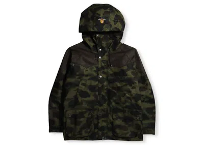 Pre-owned Bape Men's  X Barbour 1st Camo Bedale Snowboard Jacket In Green