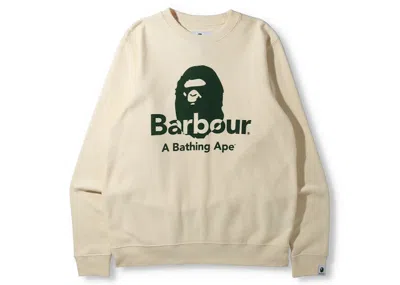 Pre-owned Bape Men's  X Barbour Crewneck Sweatshirt In Ivory