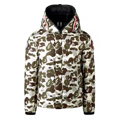 Pre-owned Bape Men's  X Canada Goose X Concepts Crofton Shark Hoodie In Black/snow Camo In Multi