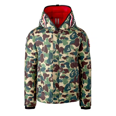 Pre-owned Bape Men's  X Canada Goose X Concepts Crofton Shark Hoodie In Red/abc Camo In Multi