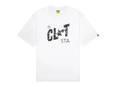 Pre-owned Bape Men's  X Clot Camo Clot Sta Logo Relaxed Fit T-shirt In White