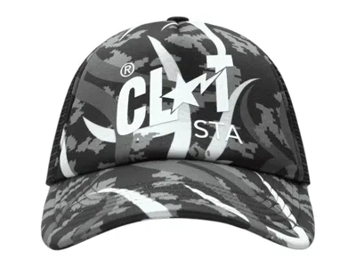 Pre-owned Bape Men's  X Clot Egra Camo Trucker Cap In Grey In Gray