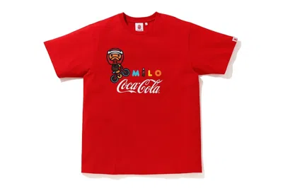 Pre-owned Bape Men's  X Coca Cola Milo Bmx Tee Shirt In Red