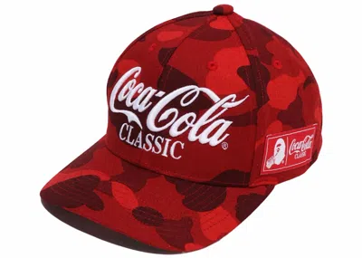 Pre-owned Bape Men's  X Cocacola Camo Snap Back Cap In Red