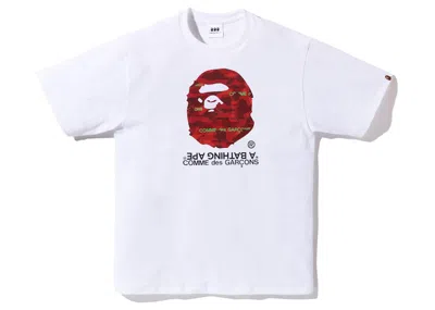 Pre-owned Bape Men's  X Comme Des Garcons Osaka T-shirt In White Red In Multi