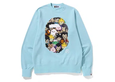 Pre-owned Bape Men's  X Dragon Ball Z Ape Head Crewneck Sweatshirt In Sax