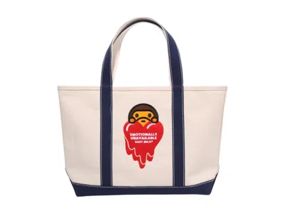 Pre-owned Bape Men's  X Emotionally Unavailable Baby Milo Tote Bag In Navy Blue