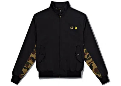 Pre-owned Bape Men's  X Fred Perry Harrington Jacket In Black