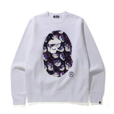 Pre-owned Bape Men's  X Ghostbusters Ape Head Crewneck Sweatshirt In White