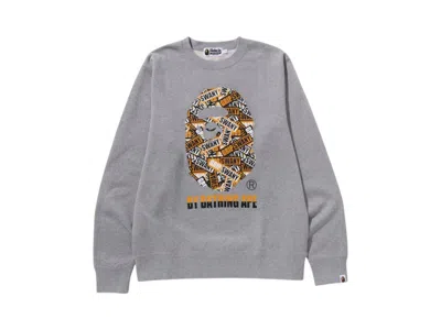Pre-owned Bape Men's  X Grip Swany By Bathing Ape Crewneck Sweatshirt In Grey