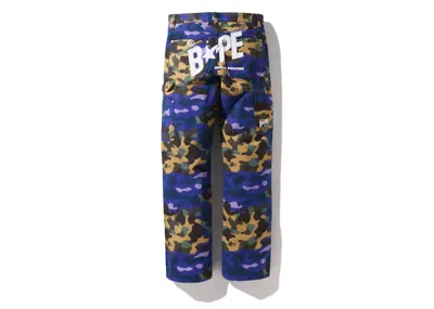 Pre-owned Bape Men's  X Heron Preston Mix 1st Camo Duck Painter Pants In Purple