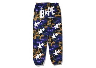 Pre-owned Bape Men's  X Heron Preston Mix 1st Camo Sweatpants In Purple