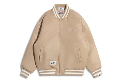 Pre-owned Bape Men's  X Highsnobiety Nylon Varsity Jacket In Beige