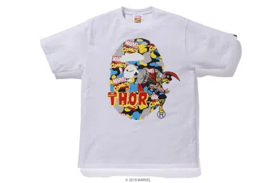 Pre-owned Bape Men's  X Marvel Camo Mighty Thor Tee Shirt In White