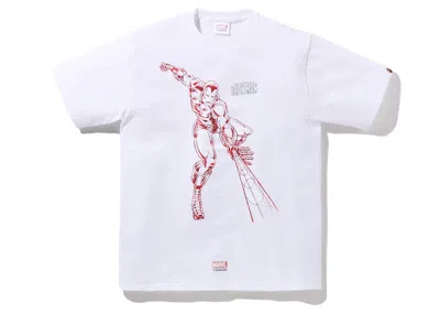 Pre-owned Bape Men's  X Marvel Comics Iron Man T-shirt In White