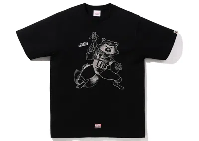 Pre-owned Bape Men's  X Marvel Comics Rocket Raccoon T-shirt In Black