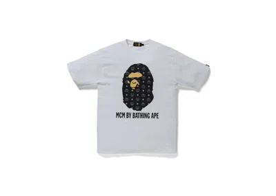 Pre-owned Bape Men's  X Mcm By Bathing Tee Shirt In White/black In Multi