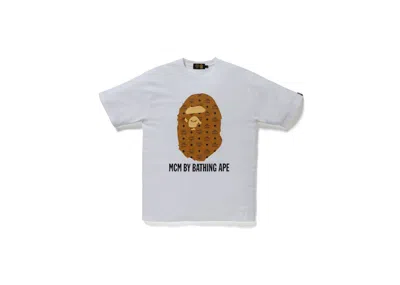 Pre-owned Bape Men's  X Mcm By Bathing Tee Shirt In White/brown