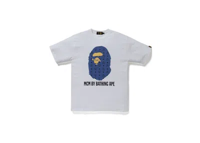 Pre-owned Bape Men's  X Mcm By Bathing Tee Shirt In White/navy Blue