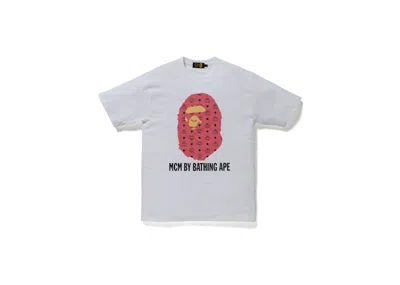 Pre-owned Bape Men's  X Mcm By Bathing Tee Shirt In White/pink