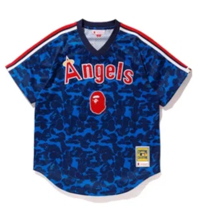 Pre-owned Bape Men's  X Mitchell & Ness Angels Jersey In Navy Blue