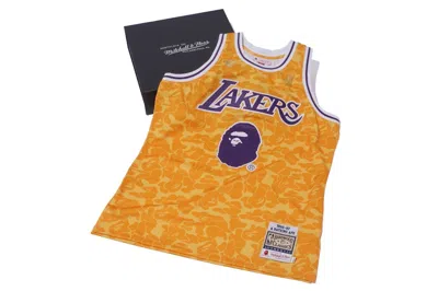 Pre-owned Bape Men's  X Mitchell & Ness Lakers Abc Basketball Authentic Jersey In Yellow