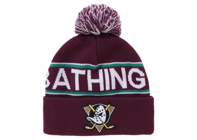 Pre-owned Bape Men's  X Mitchell & Ness Nhl Pom Beanie In Purple