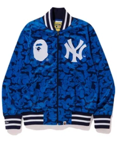 Pre-owned Bape Men's  X Mitchell & Ness Yankees Jacket In Blue