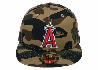 Pre-owned Bape Men's  X Mlb New Era Angels 59fifty Fitted Cap In Green