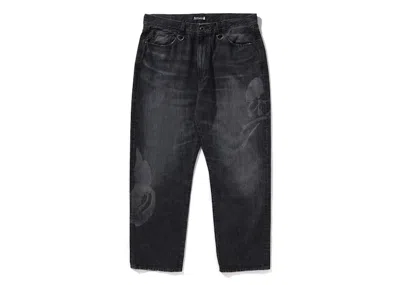 Pre-owned Bape Men's  X Mmj Washed Loose Fit 14th Denim Pant In Black