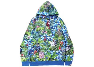 Pre-owned Bape Men's  X Monkey 47 Pullover Hoodie In Blue