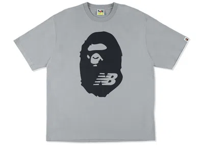 Pre-owned Bape Men's  X New Balance Ape Head Tee Shirt In Grey In Gray