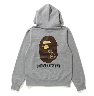 Pre-owned Bape Men's  X Ovo Pullover Hoodie In Grey In Gray