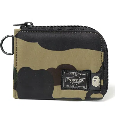 Pre-owned Bape Men's  X Porter 1st Camo Mini Wallet Green In Green Orange In Multi