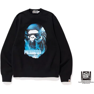 Pre-owned Bape Men's  X Predator Ape Head Crewneck Sweatshirt In Black