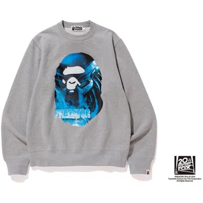 Pre-owned Bape Men's  X Predator Ape Head Crewneck Sweatshirt In Grey