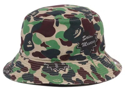 Pre-owned Bape Men's  X Saint Mxxxxxx Abc Camo Bucket Hat In Green