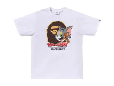 Pre-owned Bape Men's  X Tom And Jerry 85th Ape Head I Tee Shirt In White