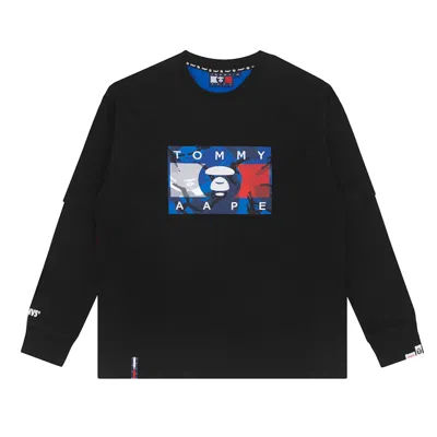 Pre-owned Bape Men's  X Tommy Long Sleeve T-shirt In Black