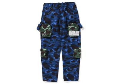 Pre-owned Bape Men's  X Undefeated Camo Pouch Pocket Pants In Navy Blue
