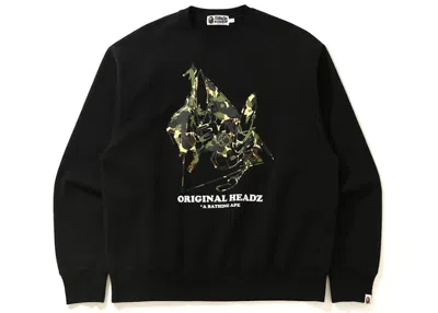 Pre-owned Bape Men's  X Unkle Pointman Logo Relaxed Crewneck Sweatshirt In Black