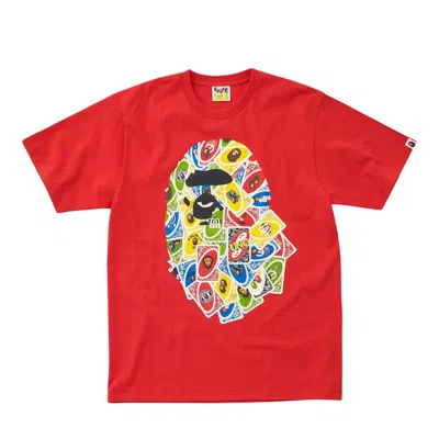 Pre-owned Bape Men's  X Uno Ape Head Design Mattel Exclusive Tee Shirt In Red
