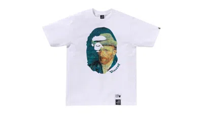 Pre-owned Bape Men's  X Van Gogh Museum Ape Head Canvas Art I Tee Shirt In White