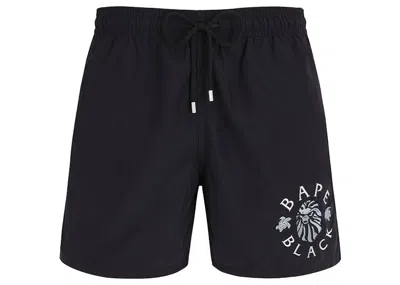 Pre-owned Bape Men's  X Vilebrequin Logo Emborodery Swimming Shorts In Black