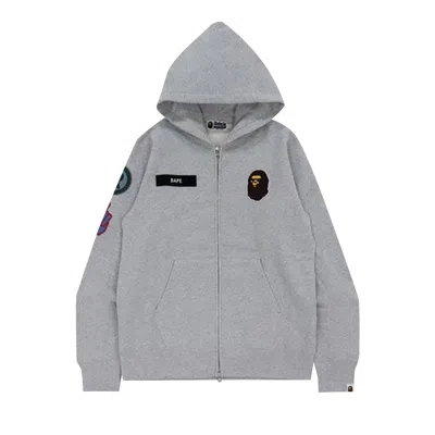 Pre-owned Bape Military Patch Heavy Weight Zip Hoodie 'grey' | Men's Size L