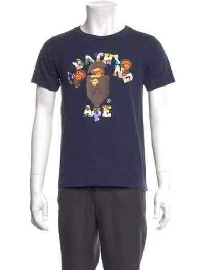 Pre-owned Bape Milo College Logo Graphic Print T-shirt In Blue