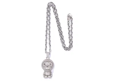 Pre-owned Bape Milo Crystal Stone Necklace (fw22) In Silver