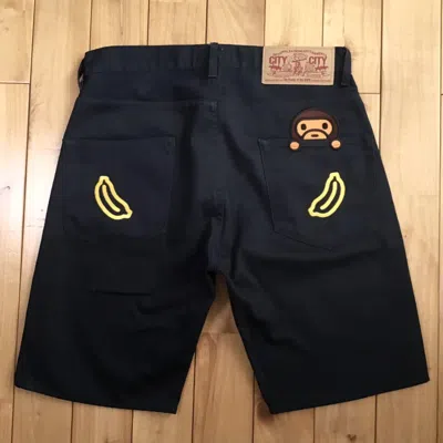 Pre-owned Bape Milo Embroidered Shorts Navy A Bathing Ape ★size M